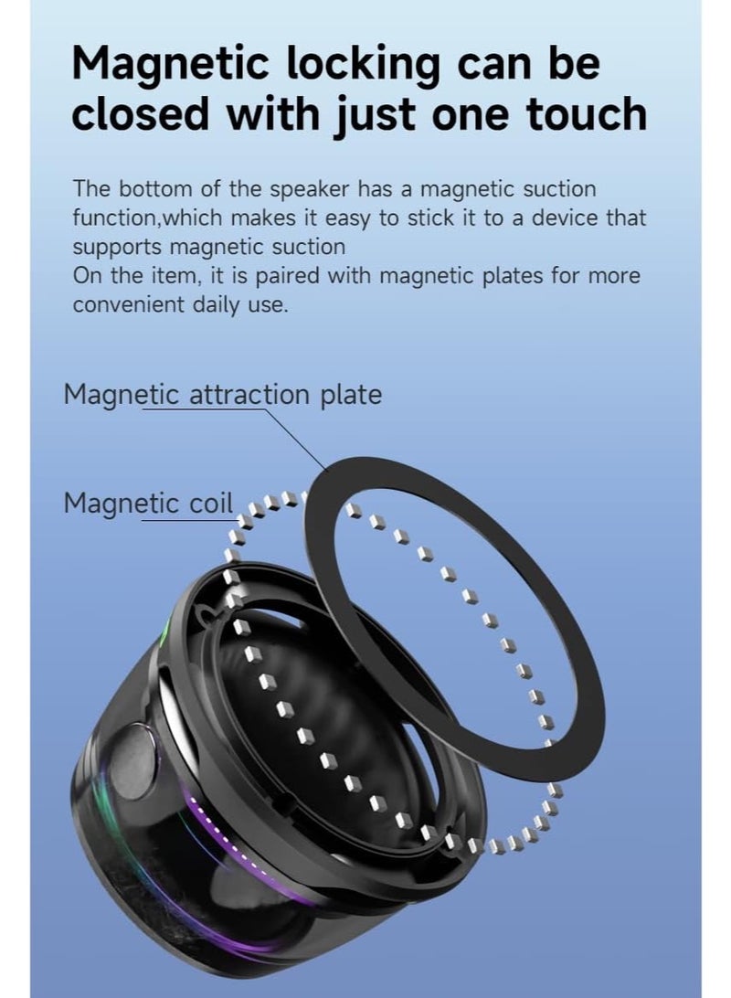 YUSEN G200 Magnetic Bluetooth Speaker,Multifunctional Portable Mini Speaker with Multi RGB Color Light Show-3D Surround Sound Effect, For  Gifts (Black) - Image 3