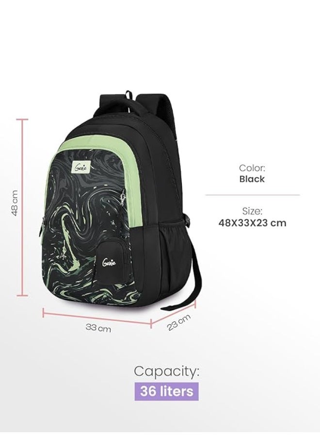 Genie Aqualit Laptop Backpack for Girls (36L) | Stylish Office, College & Travel Laptop Backpack | Multi-Compartment, Lightweight, Ergonomic Straps | Black - Image 5