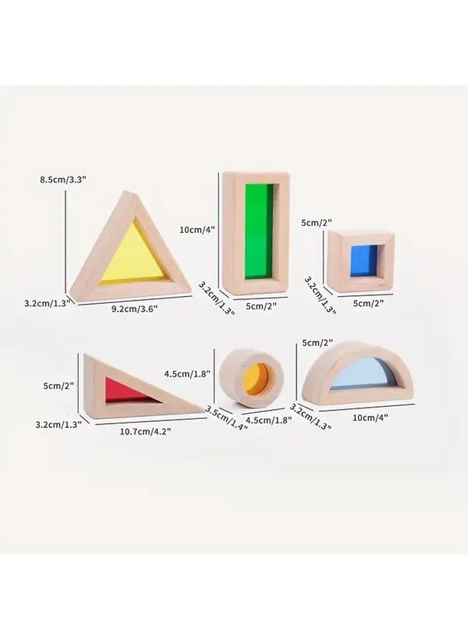 17 قطعة من قطع بناء قوس قزح الخشبية الملونة لعبة بازل تعليمية للأطفال - Image 3