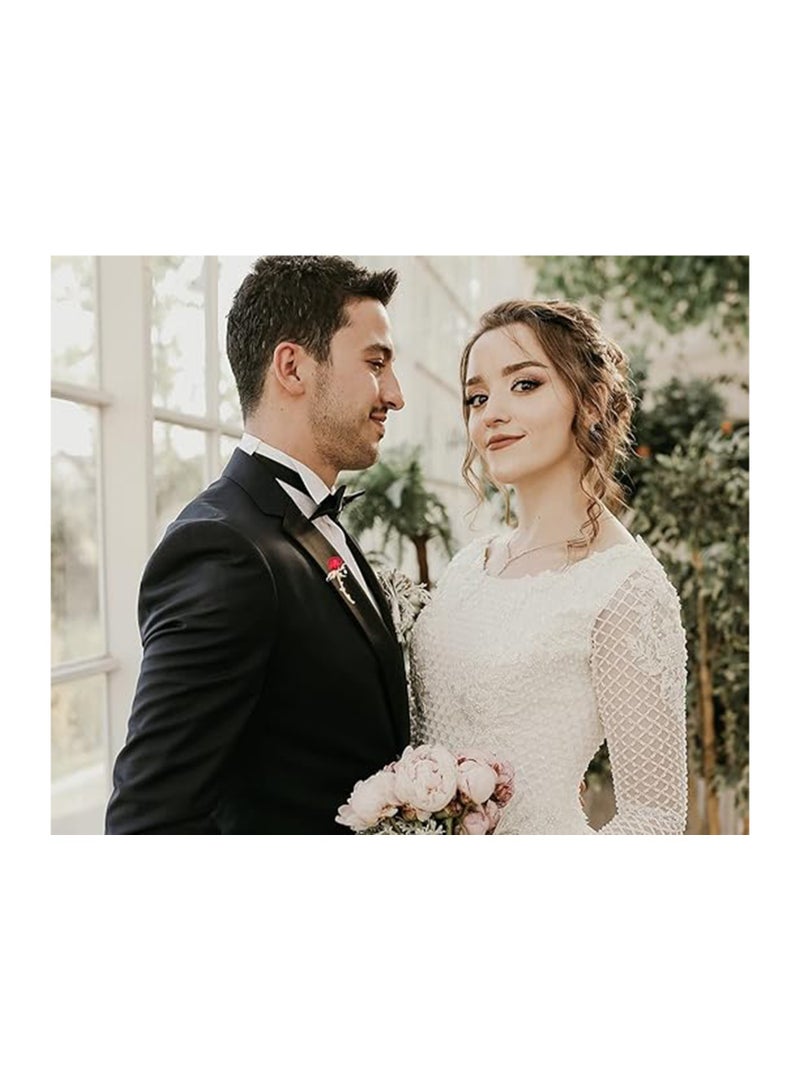 SOLARAE دبابيس بروش زهور الورد للنساء، دبابيس كريستالية، بروش توليب، بروش ورقة من سبائك الألومنيوم، دبابيس لابيل، إكسسوارات حفل الزفاف، مجوهرات، 2PCS - Image 3