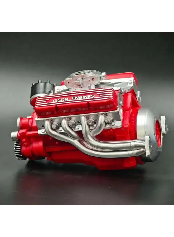 V8 Car Engine Model Kit DIY Assembly With Moving Pistons Educational STEM Project Red - Image 1