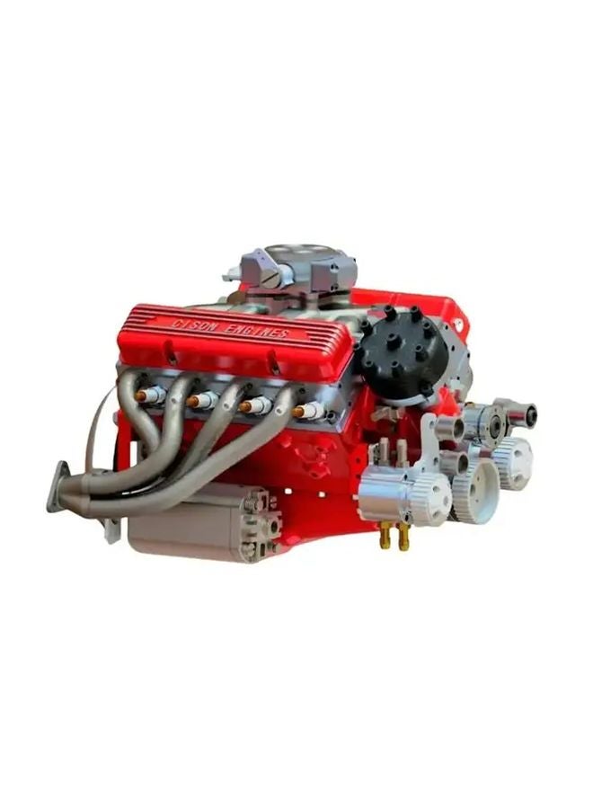 V8 Car Engine Model Kit DIY Assembly With Moving Pistons Educational STEM Project Red - Image 3