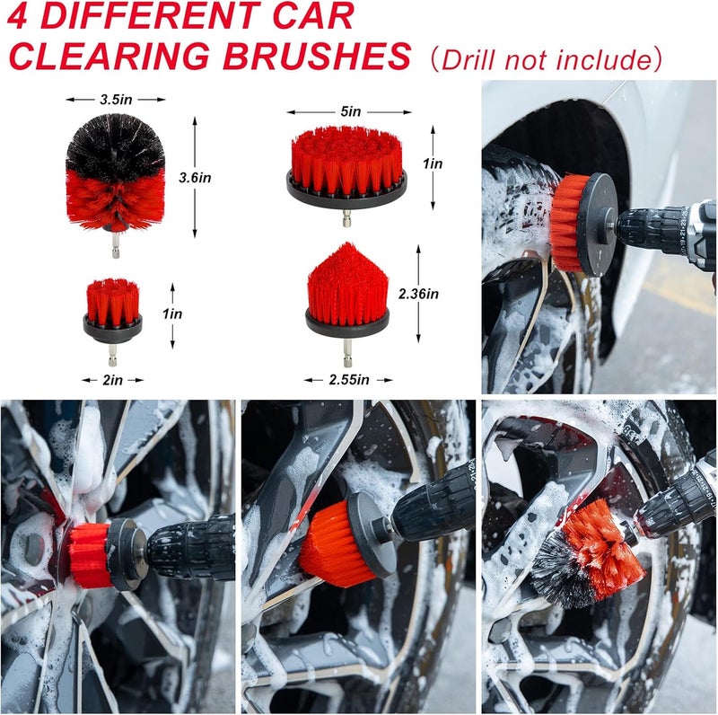 GPUSFAK 44Pcs Car Wash Cleaning Kit with Detailing Brushes Car Vacuum Drill Brush Set Collapsible Bucket Windshield Cleaning Tool Tire Brush Towels Complete Interior Exterior Detailing Set for Car - Image 3