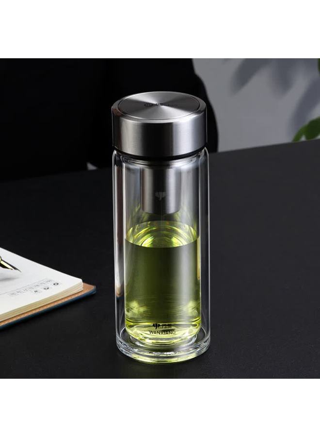 Wanxiang Double-layer Glass Cup V304r Titanium Silver 480ml Large Capacity Tea Infuser Cup For Business Office With Filter Water Mug - Image 1