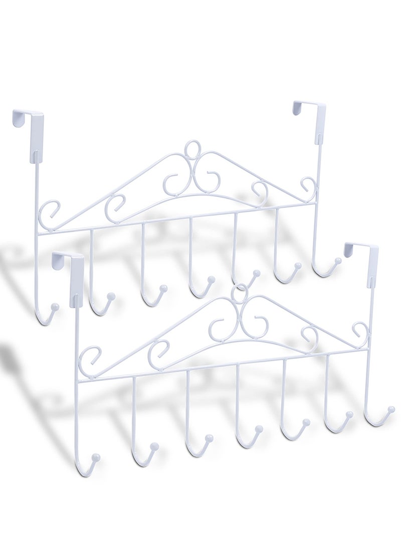Over The Door Hooks Over The Door Towel Rack with 7 Coat Hooks for Hats Coats Towels Jackets Bags on Back of Bathroom Bedroom Closet Doors - Image 1