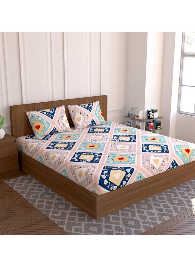 DECOREZA Soft Cotton Feel All Around Deep Pocket Fitted Bedsheets King Size, Premium Elastic Fitted Bedsheets King Size for Double Bed with 2 Pillow Covers, Size- 78" x 72" (Mandys Pink) - Image 3