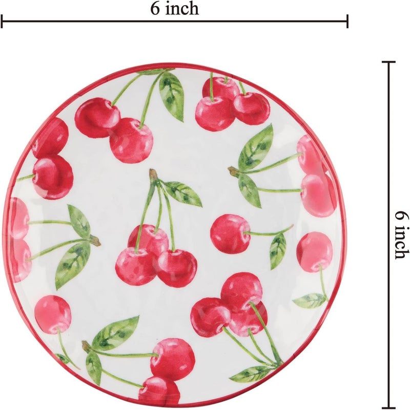 UP أطباق حلوى دائرية صغيرة من ميلامين الكرز من UPware لأطباق المقبلات والوجبات الجانبية حمراء 6 بوصة مجموعة من 4 - Image 3