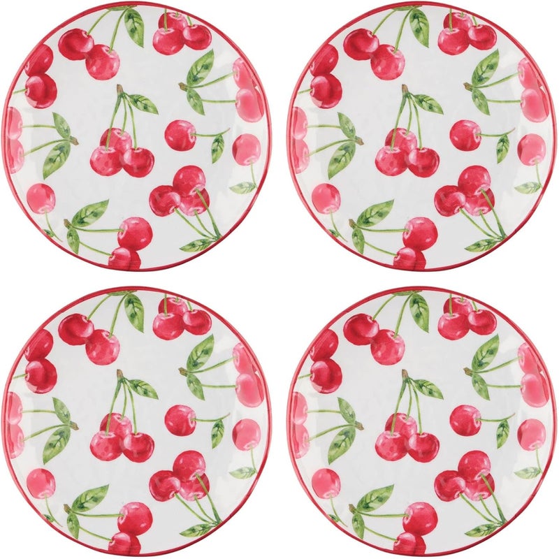 UP أطباق حلوى دائرية صغيرة من ميلامين الكرز من UPware لأطباق المقبلات والوجبات الجانبية حمراء 6 بوصة مجموعة من 4 - Image 1