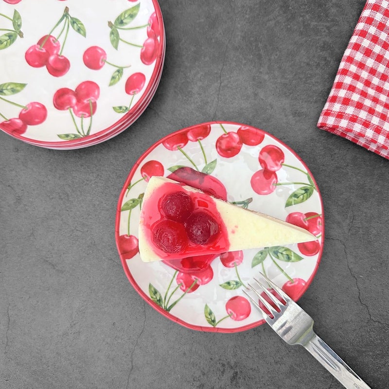 UP أطباق حلوى دائرية صغيرة من ميلامين الكرز من UPware لأطباق المقبلات والوجبات الجانبية حمراء 6 بوصة مجموعة من 4 - Image 4