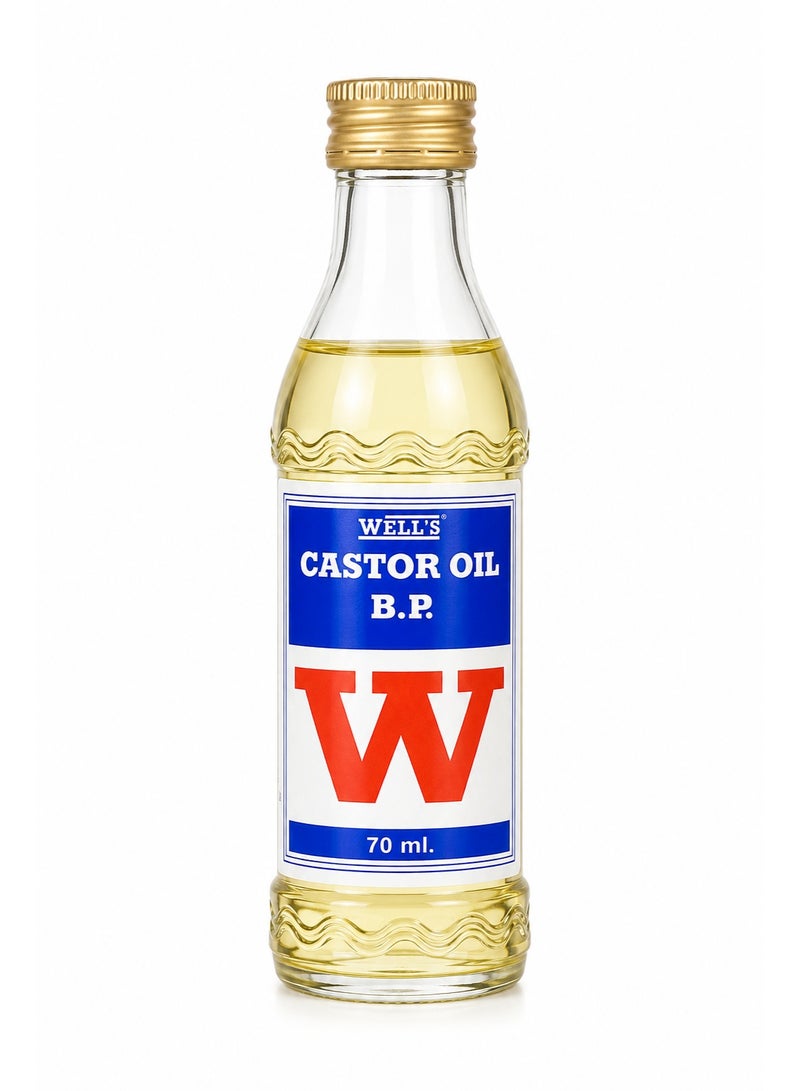 Wells Castor Oil B.P., 100% Natural Multi-Purpose Hair & Skin Oil, 70ml - Image 1
