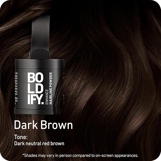 BOLDIFY Hairline Powder Root Touch Up Hair Color for Gray Coverage Bald Spot Concealing Hair Powder for Women and Men 48Hour StainProof Dark Brown - Image 2