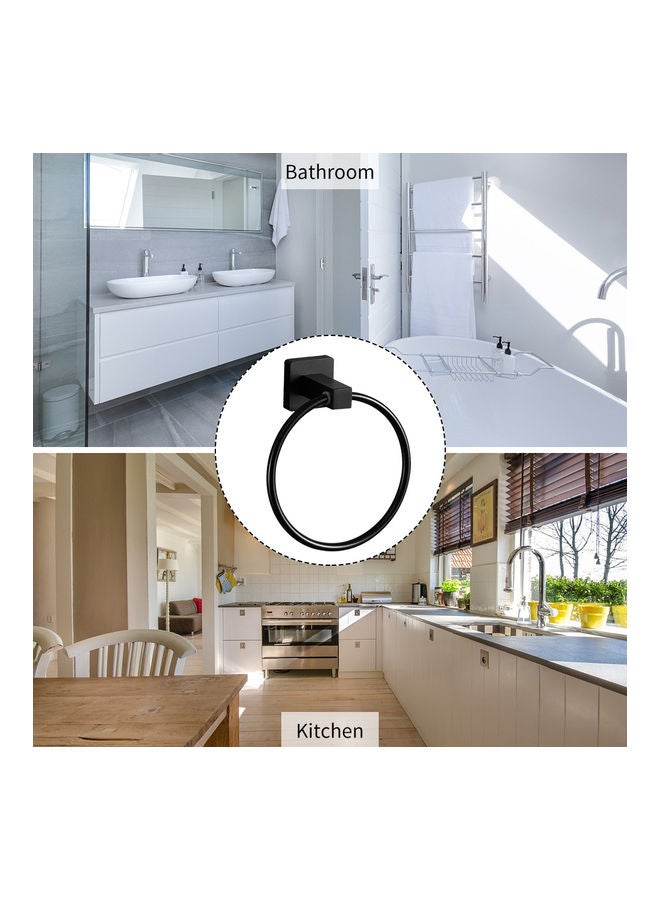 إسكدنيا حامل مناشف حلقي من الستانلس ستيل يثبت على الحائط أسود 19 x 6.50 x 11سم - Image 5