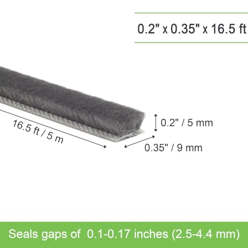 YOCCEK Self-Adhesive Weather Stripping Seal for Doors & Windows – Soundproof Insulation Gap Filler for Sliding, Exterior, Front, and Jamb Frames – 0.2" x 0.35" x 16.5 ft, Gray - Image 2