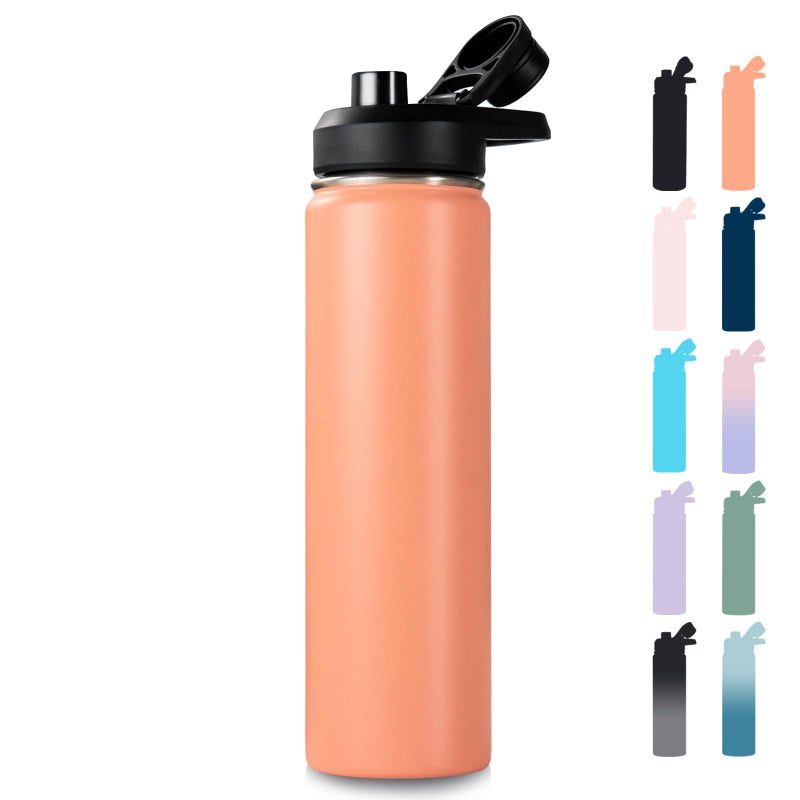 Fijinhom 24 oz Insulated Water Bottle with Handle, 305 Stainless Steel Water Bottles with Wide Mouth, Double Wall Vacuum Sports Water Bottle, BPA Free, Keep Cold and Hot, Coral - Image 1