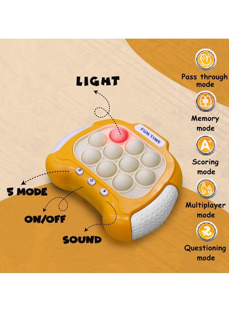 UKR Quick Push Pop It Toy – Light Up Bubble Pop Fidget Toy | Rainbow Push Pop Game for Stress & Anxiety Relief | Handheld Fidget Toy (Yellow) - Image 4