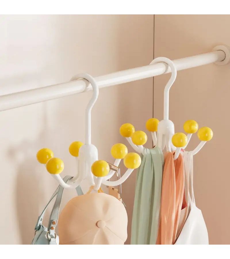 Khaki 6 Pronged Rotating Hook For Vertical Bag Cap Shawl Key Storage - Image 4