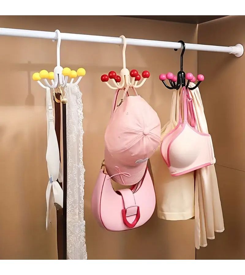Khaki 6 Pronged Rotating Hook For Vertical Bag Cap Shawl Key Storage - Image 1