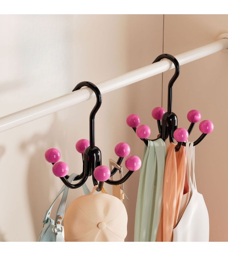 Khaki 6 Pronged Rotating Hook For Vertical Bag Cap Shawl Key Storage - Image 2