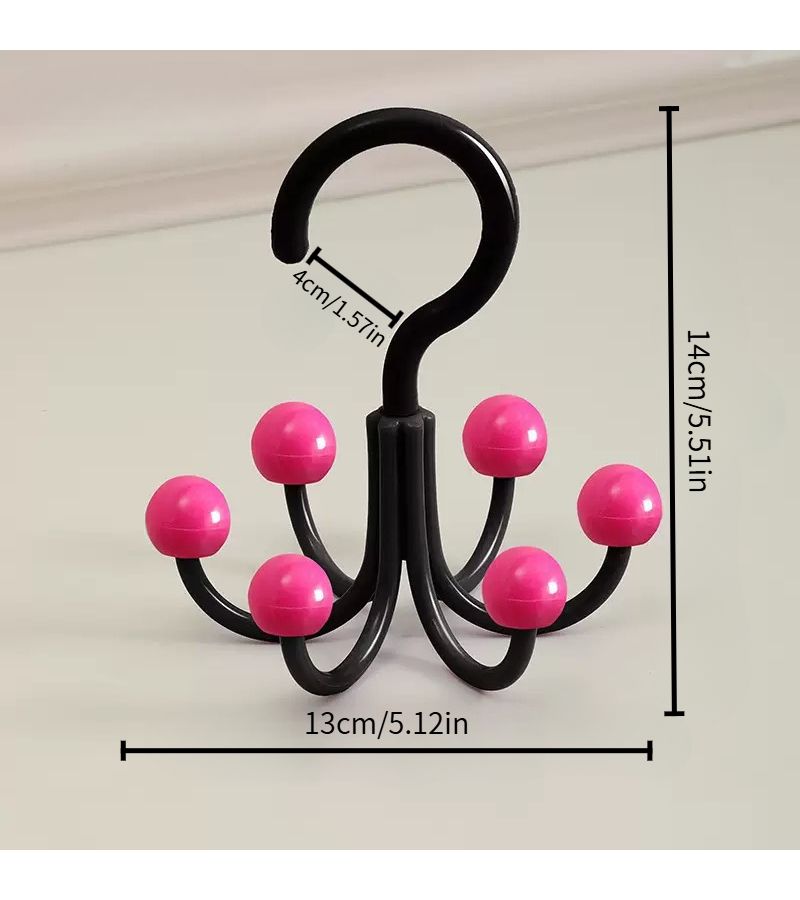 Khaki 6 Pronged Rotating Hook For Vertical Bag Cap Shawl Key Storage - Image 3