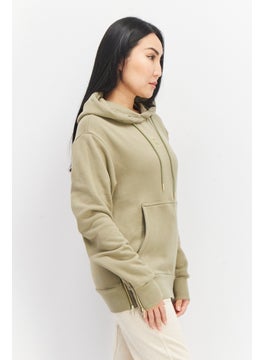 adidas Originals Women Sportswear Fit Long Sleeve Brand Logo Hoodie, Olive Green  - Image 2