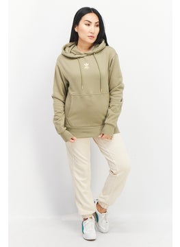 adidas Originals Women Sportswear Fit Long Sleeve Brand Logo Hoodie, Olive Green  - Image 3