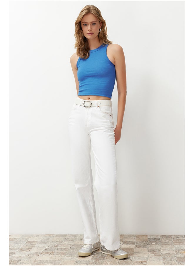 trendyol Blue Halter Neck Ribbed Flexible Knitted Undershirt TWOSS24AL00047  - Image 3