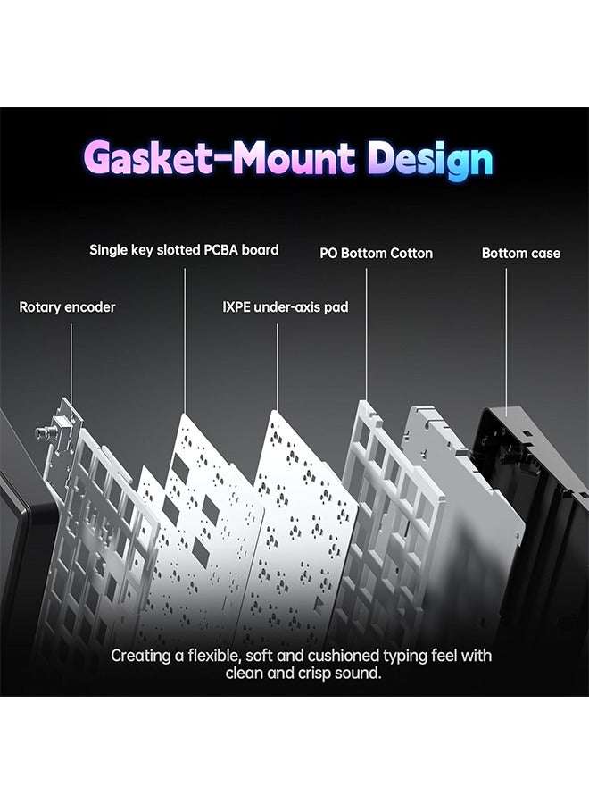 أولا لوحة مفاتيح ألعاب لاسلكية Aula F75 MAX مع شاشة ذكية وزر تحكم، لوحة مفاتيح ميكانيكية مخصصة قابلة للتغيير بنسبة 75%، إضاءة خلفية RGB، مفاتيح خطية مشحمة مسبقًا، أغطية مفاتيح بربط جانبي من مادة PBT (رمادي) - Image 2