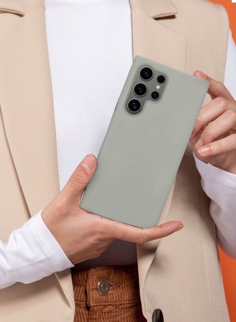 CATANES Leather Slim Fit Phone Case for Samsung Galaxy S24 Ultra – Shock-Absorbent Bumper & Precise Camera Cutout - Titanium Grey - Image 4