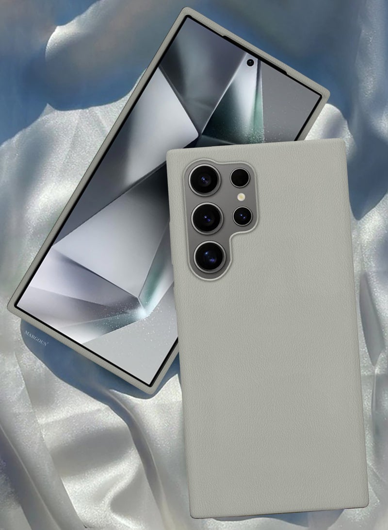 CATANES Leather Slim Fit Phone Case for Samsung Galaxy S24 Ultra – Shock-Absorbent Bumper & Precise Camera Cutout - Titanium Grey - Image 3