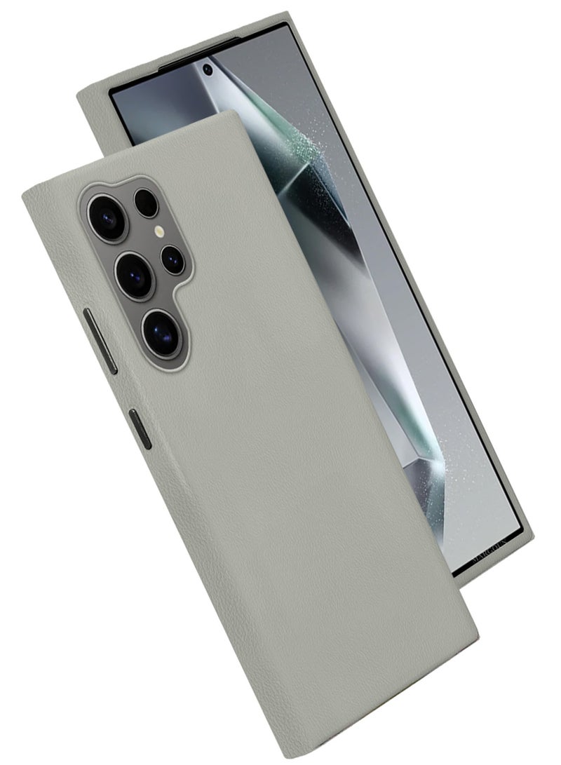 CATANES Leather Slim Fit Phone Case for Samsung Galaxy S24 Ultra – Shock-Absorbent Bumper & Precise Camera Cutout - Titanium Grey - Image 1