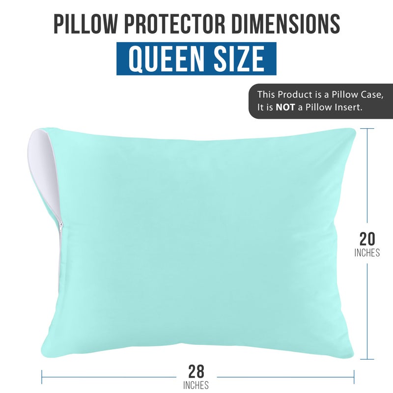 Utopia Bedding Waterproof Pillow Protectors Zippered Queen Size (2 Pack  Spa Blue)  Zippered Pillowcases  Bed Bug Proof Pillow Encasement Covers 20 x 28 Inches - Image 3