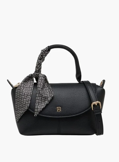 Flora Bella By Shoexpress Women Solid Crossbody Bag with Top Handle and Scarf Detail