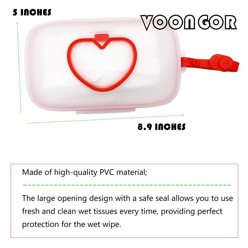 VOONGOR Baby Wipes Dispenser, Wipe Case with 2 Pcs Portable Travel Wipes Pouch, Refillable Diaper Wipes Holder Container with Lids and Sealing Design, Flushable Bathroom Storage Box - Image 2
