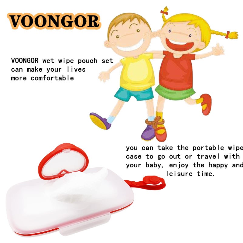 VOONGOR Baby Wipes Dispenser, Wipe Case with 2 Pcs Portable Travel Wipes Pouch, Refillable Diaper Wipes Holder Container with Lids and Sealing Design, Flushable Bathroom Storage Box - Image 5
