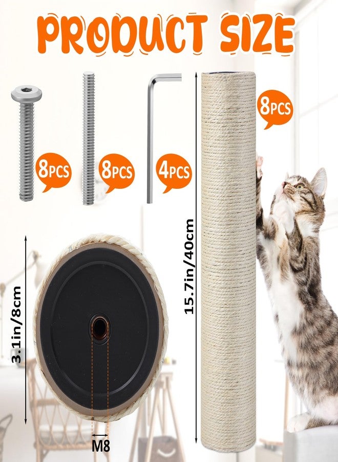 Arrowbash مجموعة أروباش من 8 قطع بديلة لأعمدة خدش القطط M8، مصنوعة من السيزال، مقاس 15.7 × 3.1 بوصة، مع براغي، وعمود خدش بديل لأبراج أشجار القطط الداخلية، وواقي أثاث الحيوانات الأليفة. - Image 2