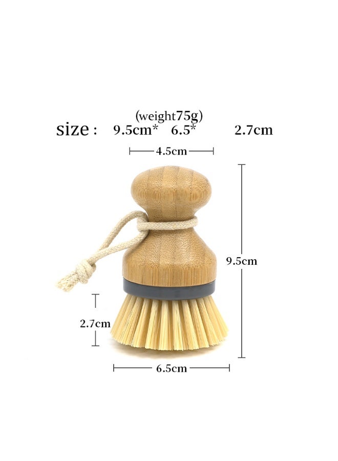 HOMESTAR 2-Pack Bamboo Palm Brush With Stamp Head, For Dishes, Pots, Pans, Washing Up Brush, Pot Brush, Dish Brush, Kitchen Sink Cleaning, Long Wooden Handle For No-Wet-Hands Cleaning, Dense Fiber Bristles, Rich Lather, Hanging Hole For Kitchen & Outdoor Use (6.5x9.5cm) - Image 2