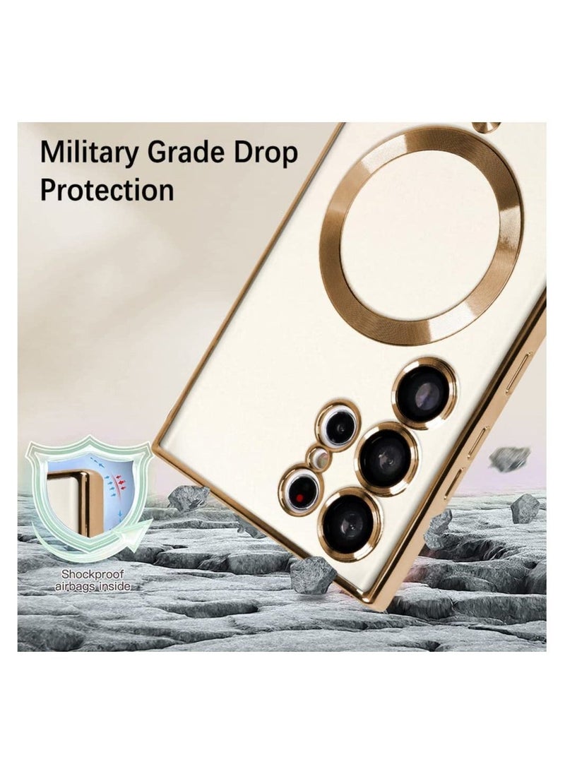 Raxoom Samsung Galaxy S24 Ultra Clear Case with Camera Lens Protector Magnetic Case Compatible Electroplated Soft TPU Shockproof Anti-Scratch Phone Case - Image 4