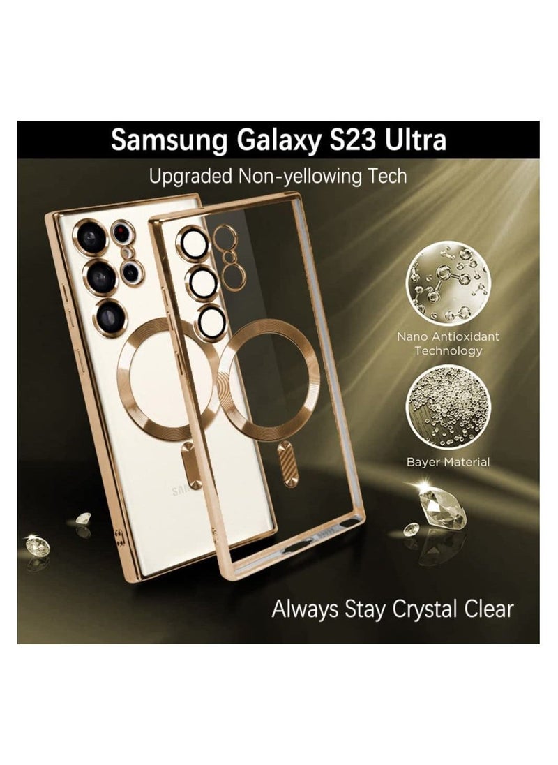 Raxoom Samsung Galaxy S24 Ultra Clear Case with Camera Lens Protector Magnetic Case Compatible Electroplated Soft TPU Shockproof Anti-Scratch Phone Case - Image 2