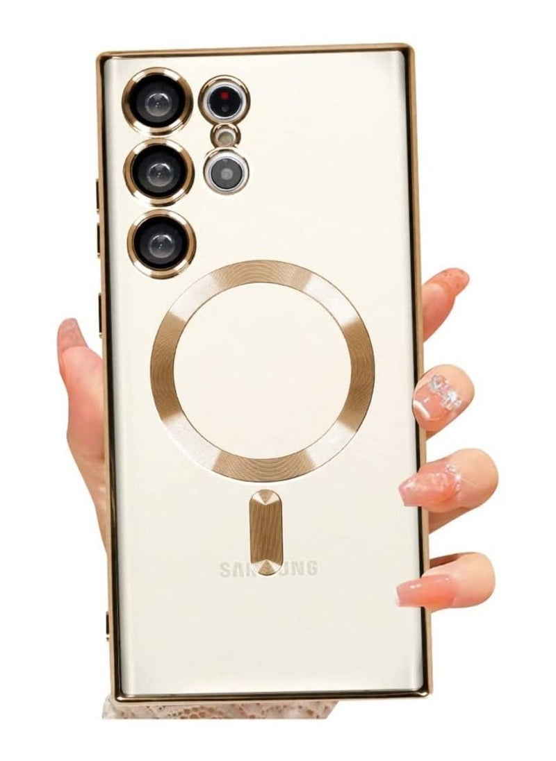 Raxoom Samsung Galaxy S24 Ultra Clear Case with Camera Lens Protector Magnetic Case Compatible Electroplated Soft TPU Shockproof Anti-Scratch Phone Case - Image 1