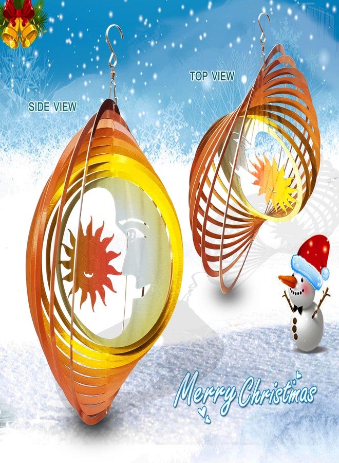 FONMY Wind Spinner 3D Stainless Steel Laser Cut Metal Art 12 inches Moon and Sun Hanging Wind Spinner, Kinetic Yard Art Decorations - Indoor/Outdoor Décor - Image 3
