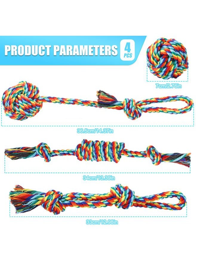 Dog Rope Toys for Aggressive Chewers, 4 Pack Durable Cotton Rope Chew Toys for Medium and Large Dogs, Teeth Cleaning, Interactive Tug of War, Puppy Training and Fetch Play - Image 2