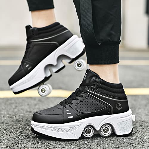 Deformation Roller Skates Roller Skate Shoes for Women Four Rounds Children's Roller Skates Shoes That Turn into Rollerskates Sneakers Outdoor Light Shoes with Wheels for Girls/Boys - Image 4