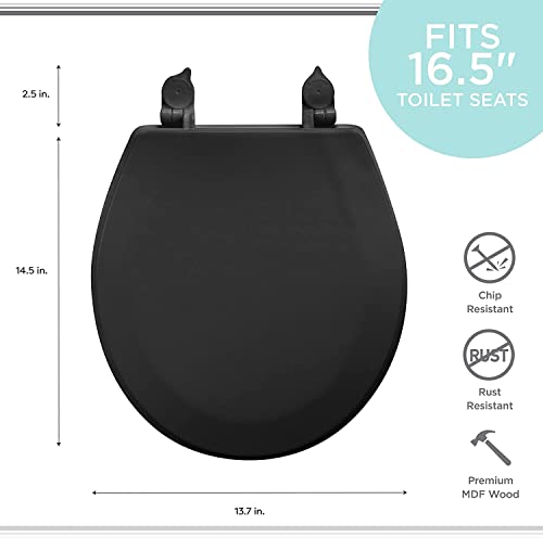 J&V Textiles Round Wooden Toilet Seat With Beveled Edge (Light Blue)* - Image 2