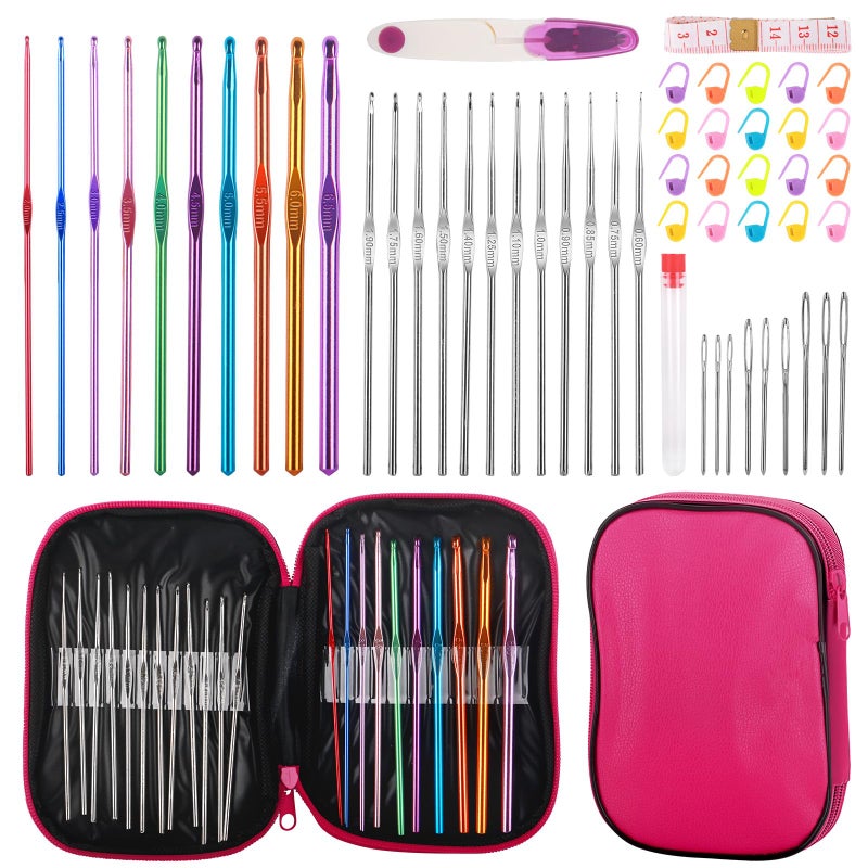 MECHEER Crochet Hooks Set, 54 Pack Crochet Needles Set Crochet Kits for Beginners, Ergonomic Crochet Hooks Kit with Storage Case, Knitting Needles, Hand Craft Knitting Accessories for Crocheters - Image 1