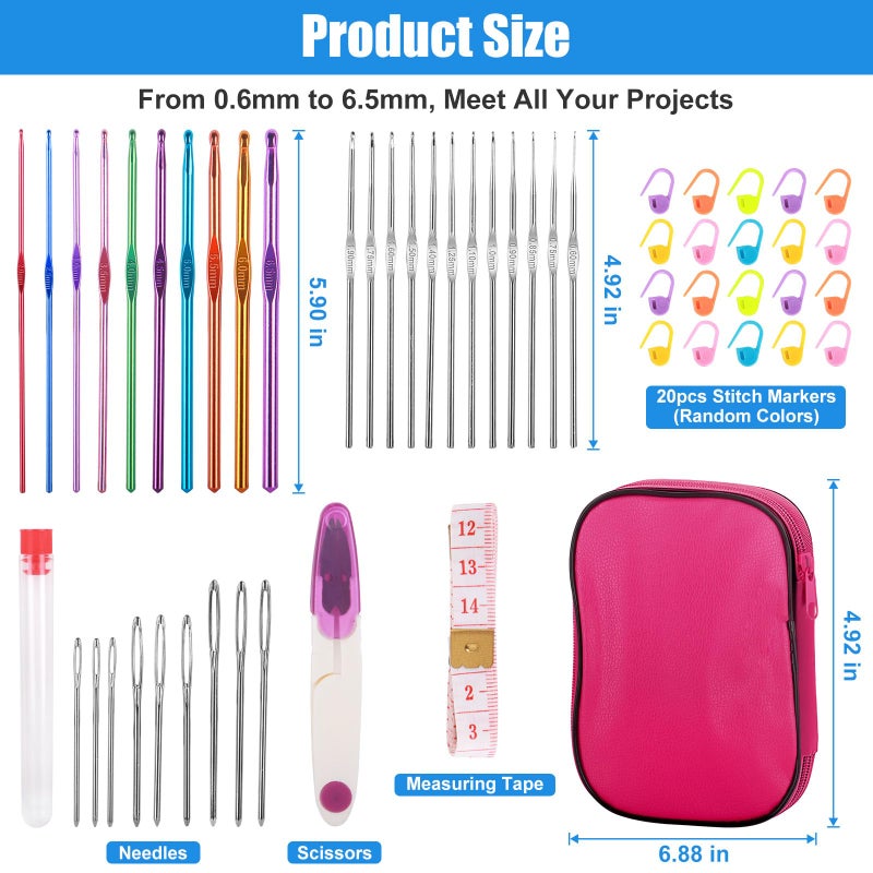 MECHEER Crochet Hooks Set, 54 Pack Crochet Needles Set Crochet Kits for Beginners, Ergonomic Crochet Hooks Kit with Storage Case, Knitting Needles, Hand Craft Knitting Accessories for Crocheters - Image 2