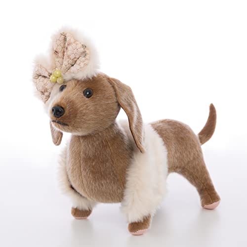 CU-MATE CUMATE 13Inch Dachshund Dog Stuffed Animal Lifelike Realistic Plush Toy Puppy Dog Standing Present Gift with Bow Tie - Image 1