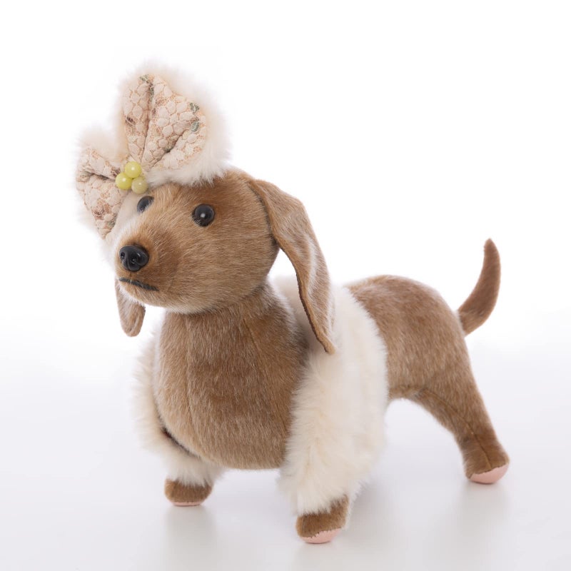 CU-MATE CUMATE 13Inch Dachshund Dog Stuffed Animal Lifelike Realistic Plush Toy Puppy Dog Standing Present Gift with Bow Tie - Image 3