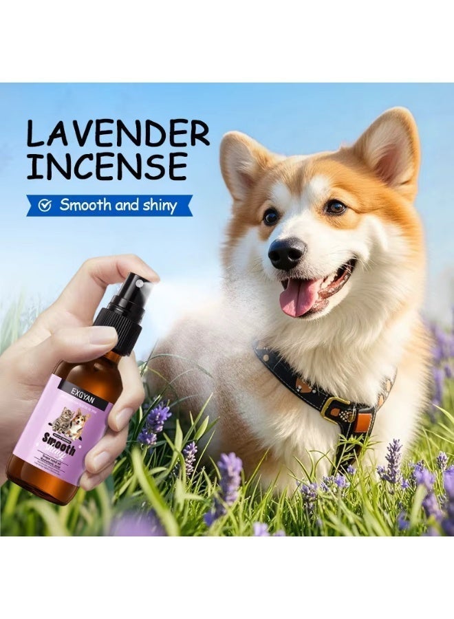 EXGYAN Pet Hair Essential Oil Spray for Dogs & Cats Lavender Fragrance Oil ,Smooth & Shiny Coat Spray with Grape Seed Oil & Hyaluronic Acid Moisturizes Dry Fur, Reduces Shedding, Long-Lasting Fresh Fragrance Pets Odour Remover Oil 55ml - Image 5
