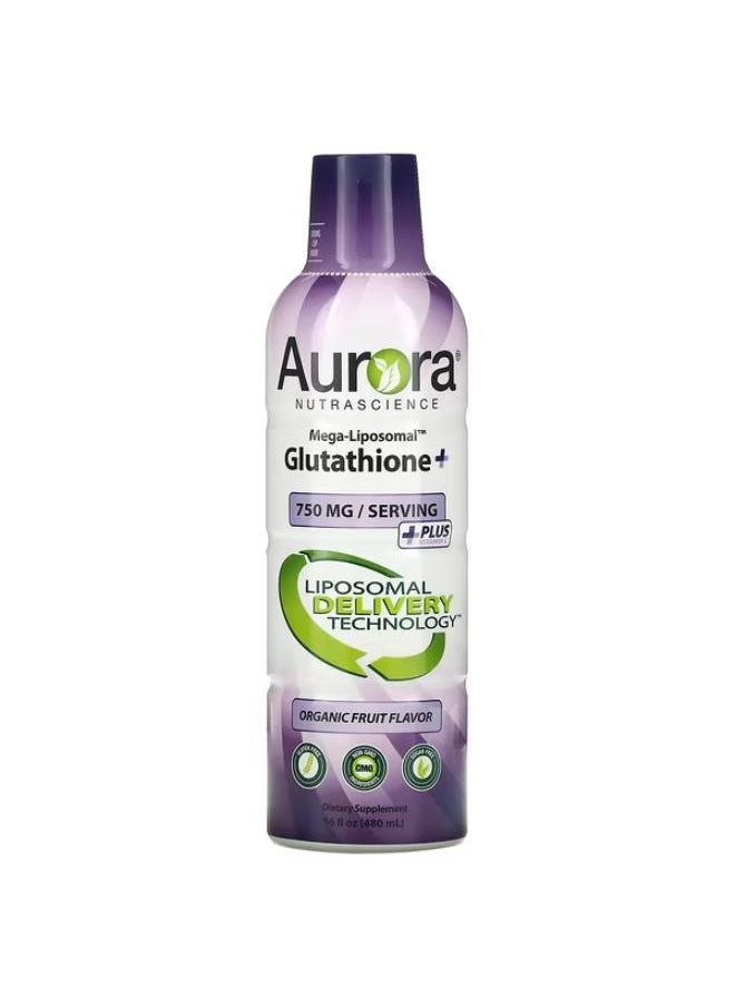 Aurora Nutrascience - Mega-Liposomal Glutathione+, Plus Vitamin C, Organic Fruit, 750 mg, 16 fl oz (480 ml) - Image 1
