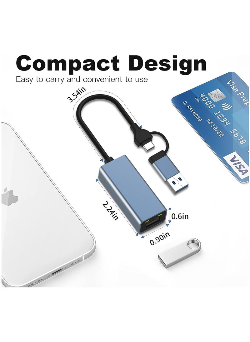 SYOSI محول SYOSI USB إلى Ethernet، محول USB 3.0/USB C إلى RJ45 Ethernet، محول LAN بسرعة 100 ميجا بت في الثانية، محول شبكة LAN من النوع C Thunderbolt 3 للكمبيوتر اللوحي/الهاتف المحمول/الكمبيوتر الشخصي/MacBook/Windows/Surface Pro، إلخ  - Image 5